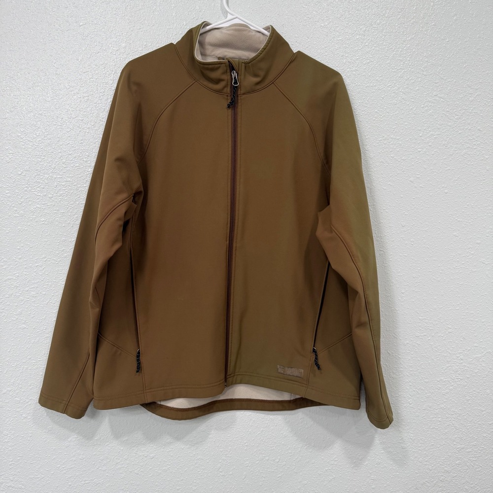 REI Recreation Equipment Mens Softshell Fleece Lined Jacket Brown Tan‎ Full Zip